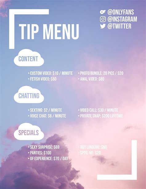 onlyfans menu ideas|OnlyFans Tip Menu Ideas With Examples 